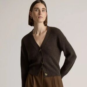 Quince Baby Alpaca-Wool Cropped Cardigan (Brown)